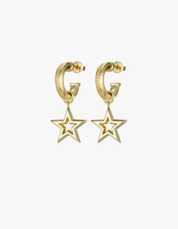 Hoop earrings store with star charm