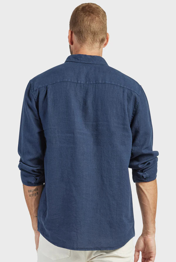 HAMPTON L/S LINEN SHIRT NAVY