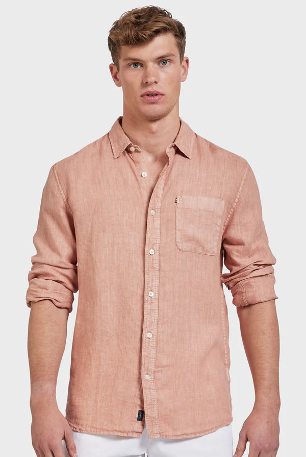 HAMPTON L/S LINEN SHIRT PEACH